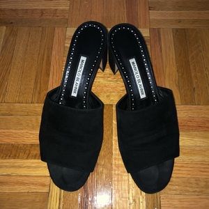 Manolo Blahnik ‘Rapallato’ black suede mule sz 39